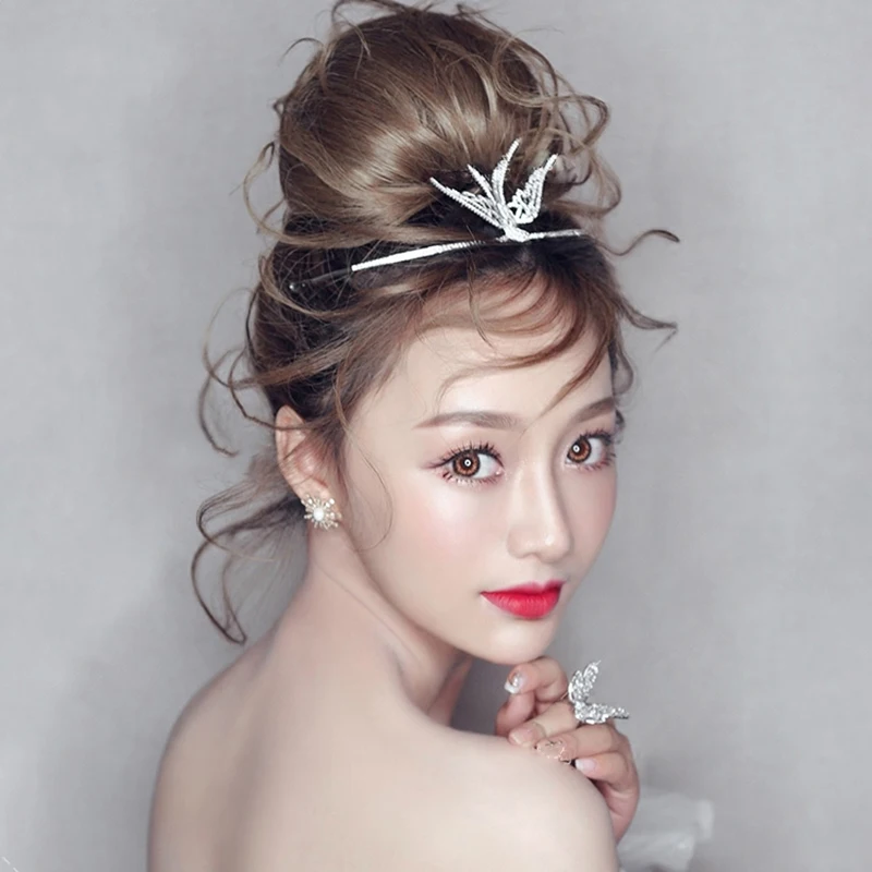 Женские свадебные заколки для волос HIMSTORY аксессуары стразы ласточка диадема|tiara