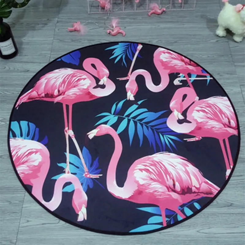 3D Круглый ковер в скандинавском стиле фламинго коврик для спальни компьютерный