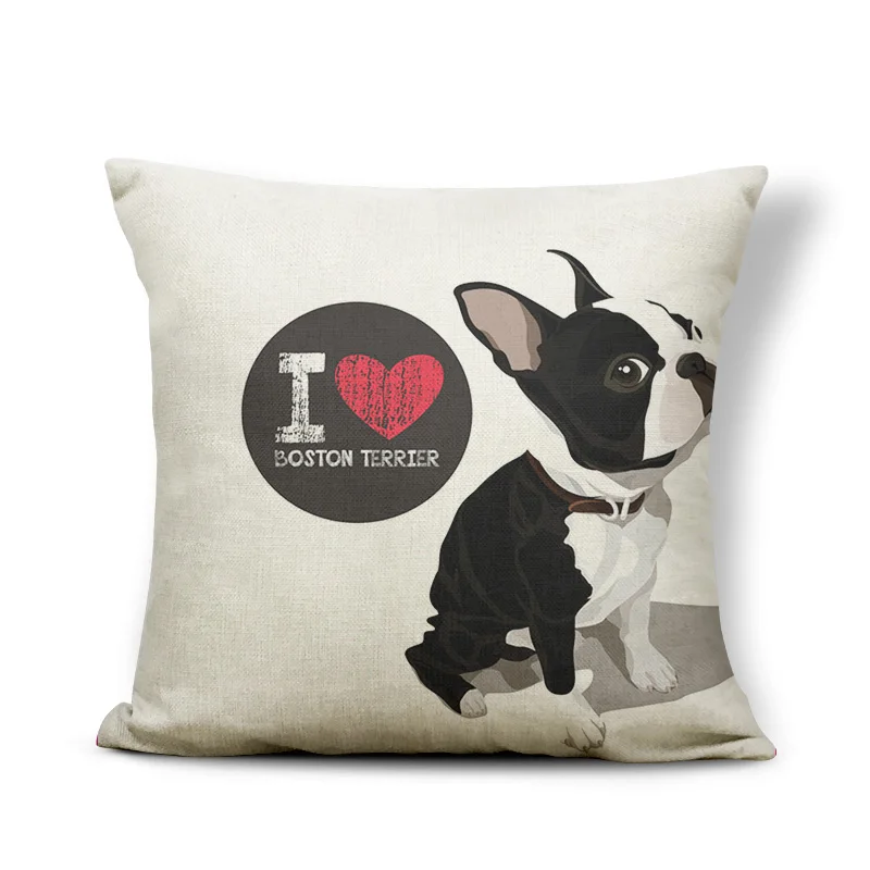 Lovely Bull Terrier Beagle Cushion Covers Boston Boxer Dog Pillow Cases Bulldog Cat Chihuahua Doberman Home Decor | Дом и сад