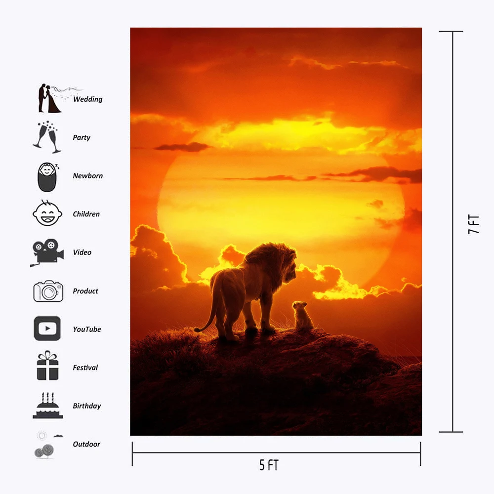 Фон Colorwonder 5x7 с изображением короля льва для восхода солнца счастливых мальчиков
