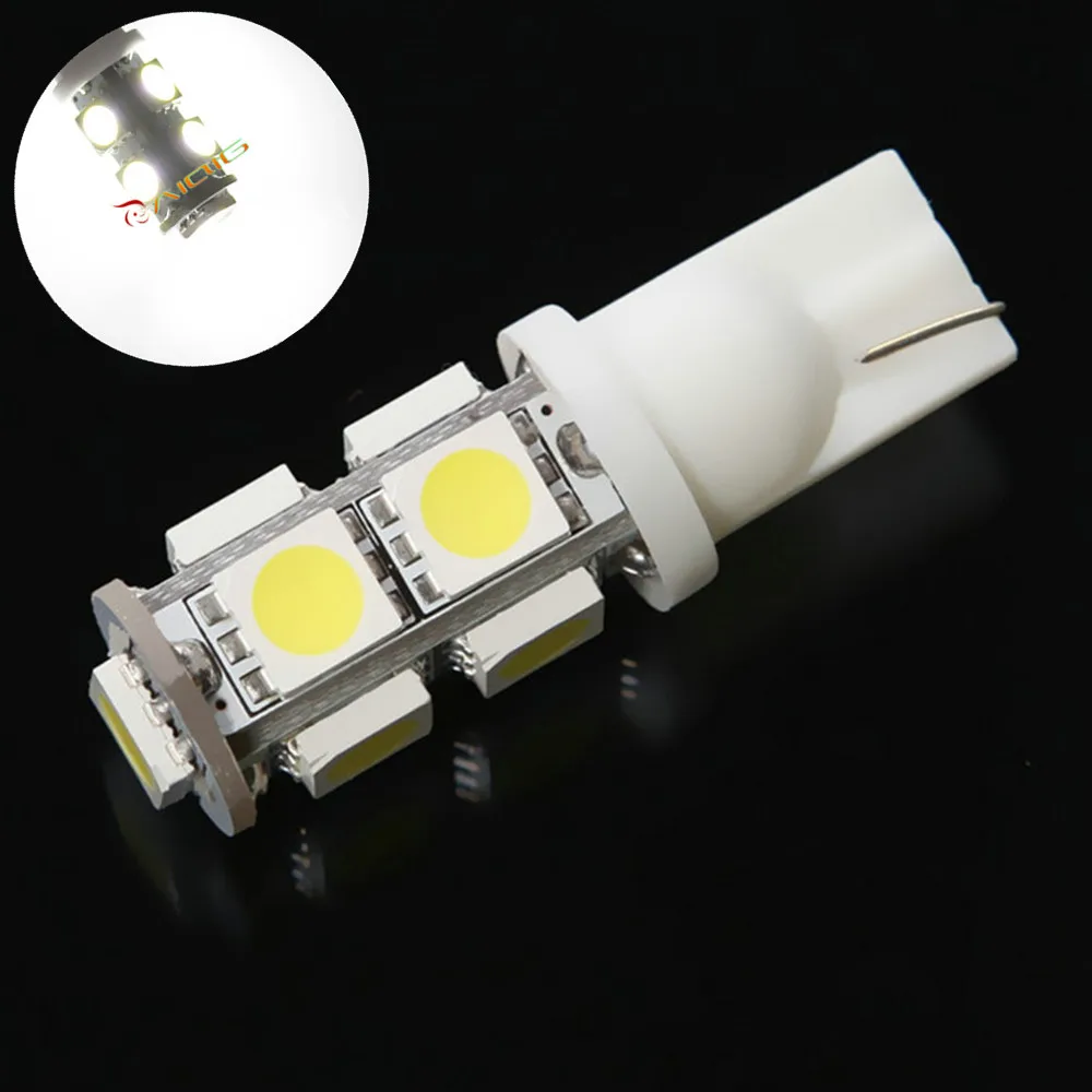 Светодиодная лампа T10 9 SMD 5050 с белым клином 194 W5W для приборной панели 501