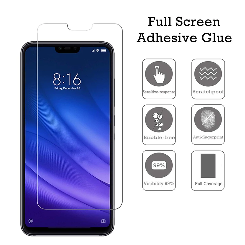 2 шт закаленное стекло для Xiaomi Mi 8 Lite, защита экрана 9H 2.5D, Защитное стекло для телефона Xiaomi Mi 8 Lite