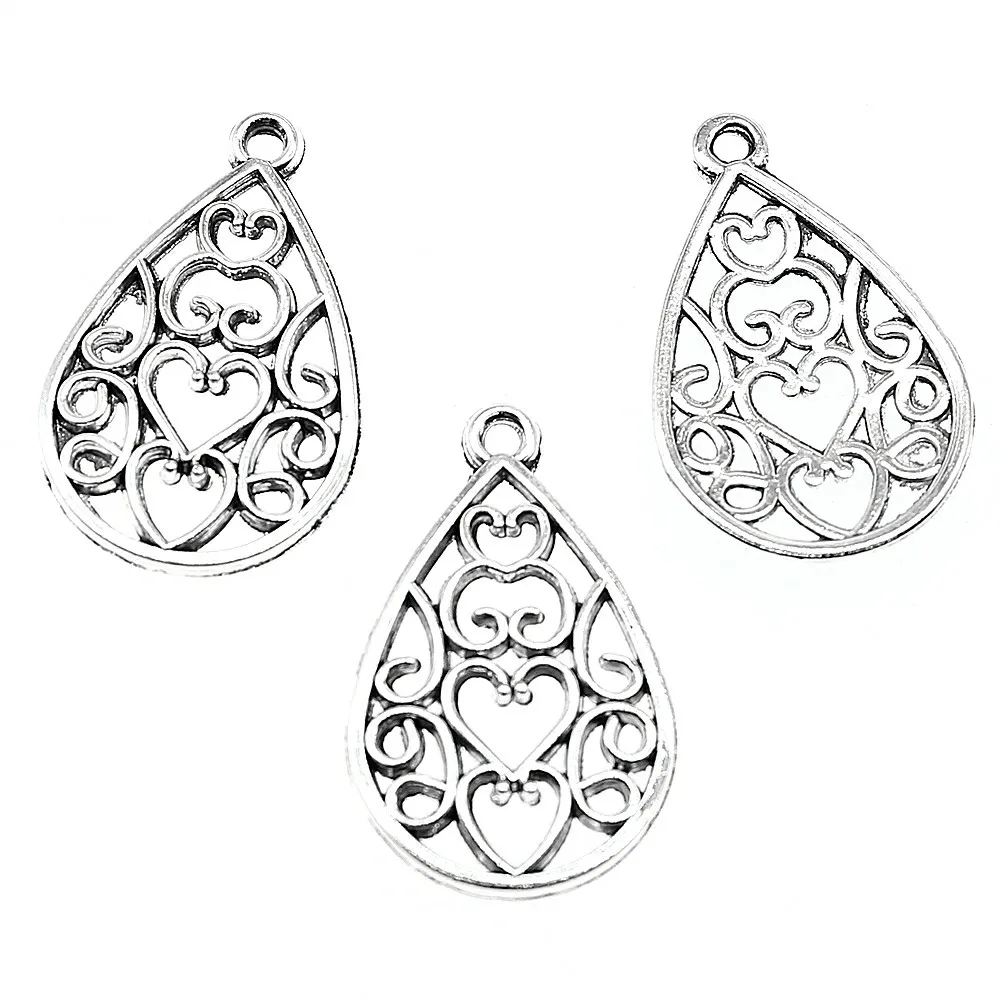 10 шт. подвески в форме сердца с гравировкой для изготовления сережек Полые