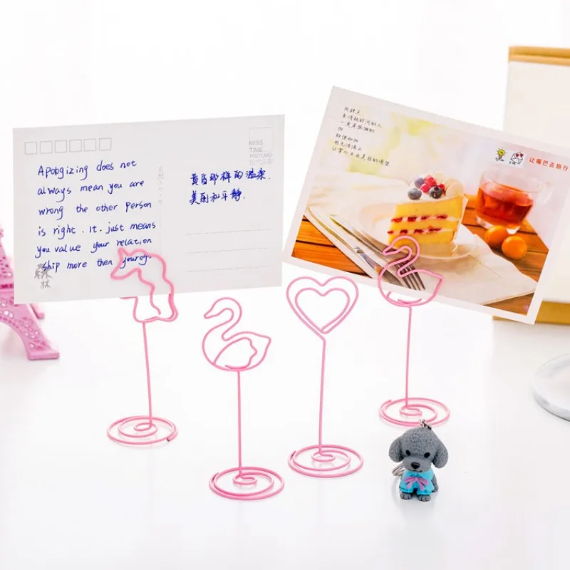 1 шт. розовый металлический зажим для фотографий с изображением фламинго