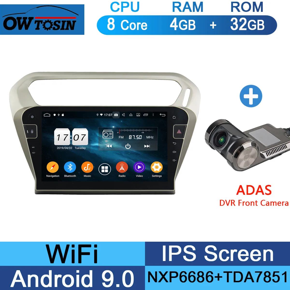 32G Adas Camera 10," ips Android 9,0 Восьмиядерный 4G+ 64G Автомобильный dvd-плеер мультимедиа для Citroen Elysee peugeot 301 2013- радио gps Parrot BT - Цвет: 32G Adas Camera