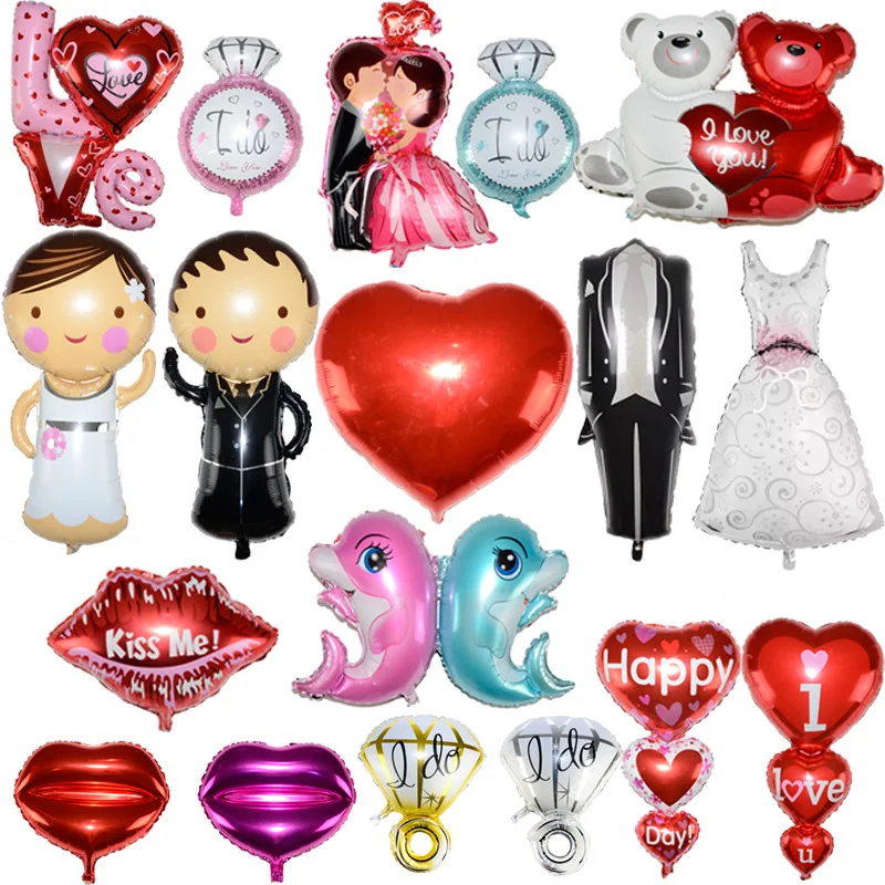 1pc Inflatable Air Ballons Groom and Bride LOVE Heart Shaped Aluminium Foil Balloon Wedding Engagement Party Decoration C1017 | Дом и сад