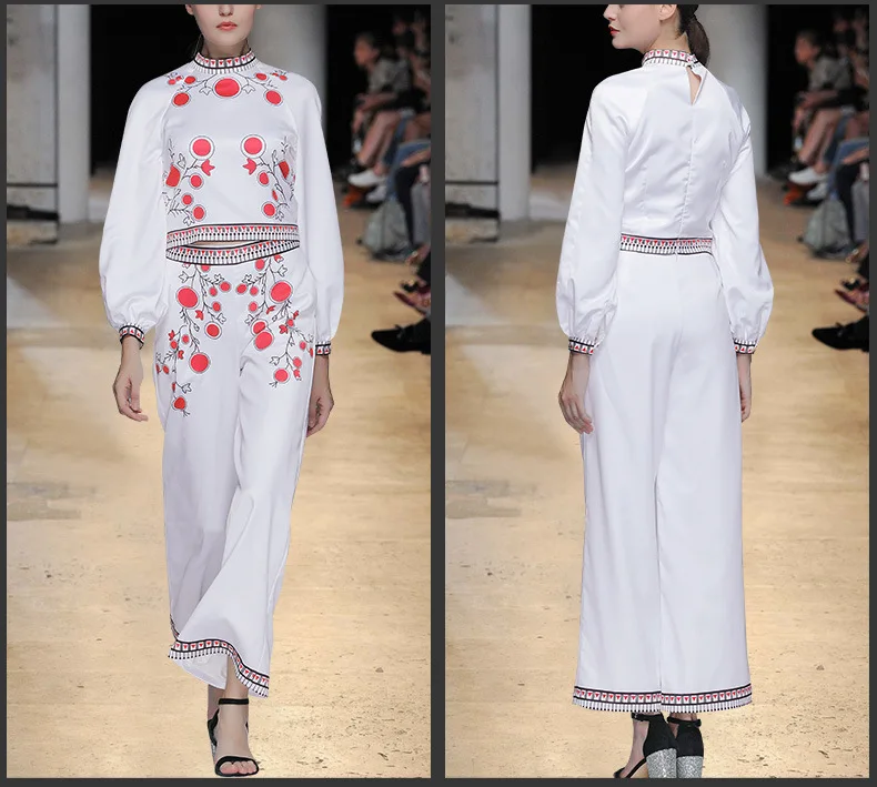 Preise 2018 Runway Frühling Indie Folk Drucken Top Und Hose Zwei Teilig Beiläufigen Frauen Anzug Lose Hosen Anzüge Für Frauen SO5755