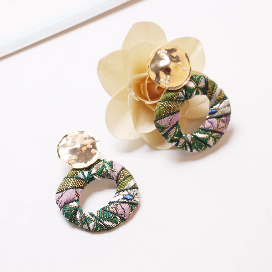 Ztech Bohemian Statement Earrings Big Alloy Wrap Cloth Dangle Drop Earrings For Women Dangling Earrings Vintage Brand Jewelry