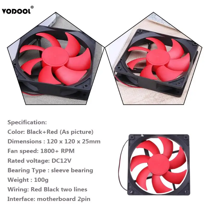 VODOOL 120X120X25mm DC12V 1800 об/мин 2Pin вентилятор охлаждения для ПК Портативный Процессор