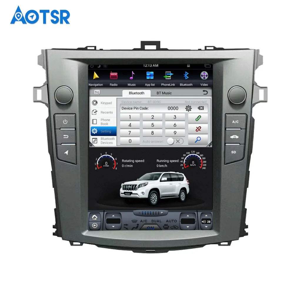 Android 6,0 Tesla стиль 10,4 дюймов Автомобильный без DVD плеер gps навигация для Toyota Corolla 2007-2013 стерео CD блок Satnav мультимедиа