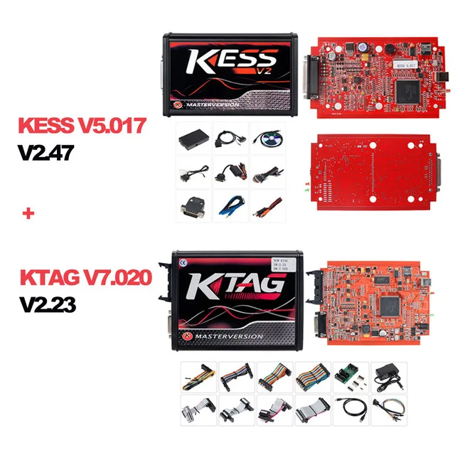 V2.47 ЕС красный Kess V2 V5.017 онлайн OBD2 менеджер Тюнинг Комплект K-TAG V7.020 4 светодиодный Kess 5,017 BDM Рамка KTAG V2.25 ECU программист - Цвет: KESS K-TAG