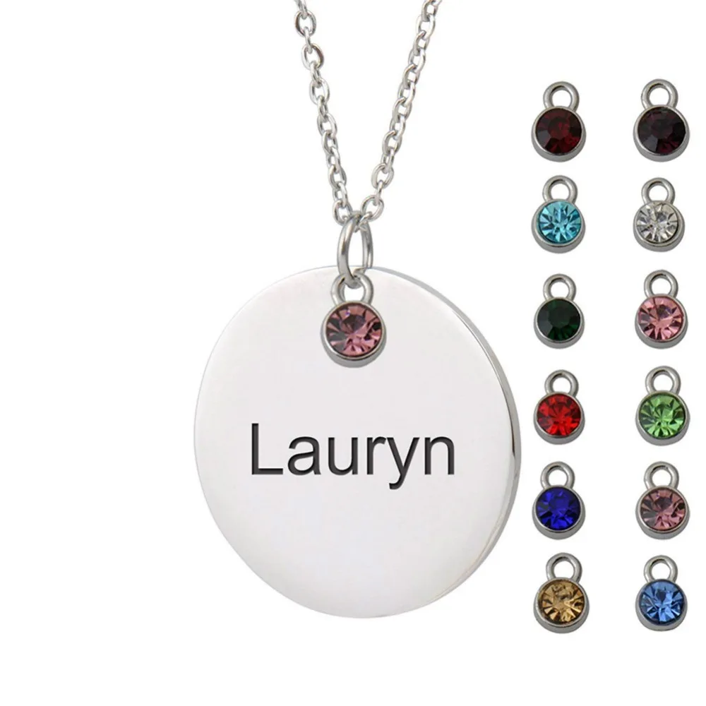 

Personalized Encouragement Words Engrave Custom Inspirational Necklace with Birthstone for Women Jewelry Christmas Gifts
