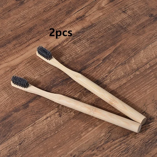 2pc bamboo charcoal Детская бамбуковая зубная щетка 10 шт. детская мягкая Экологичная биоразлагаемая пластиковая зубная щетка es уход за полостью рта бамбуковая зубная щетка эко ручка - Цвет: 2pc bamboo charcoal