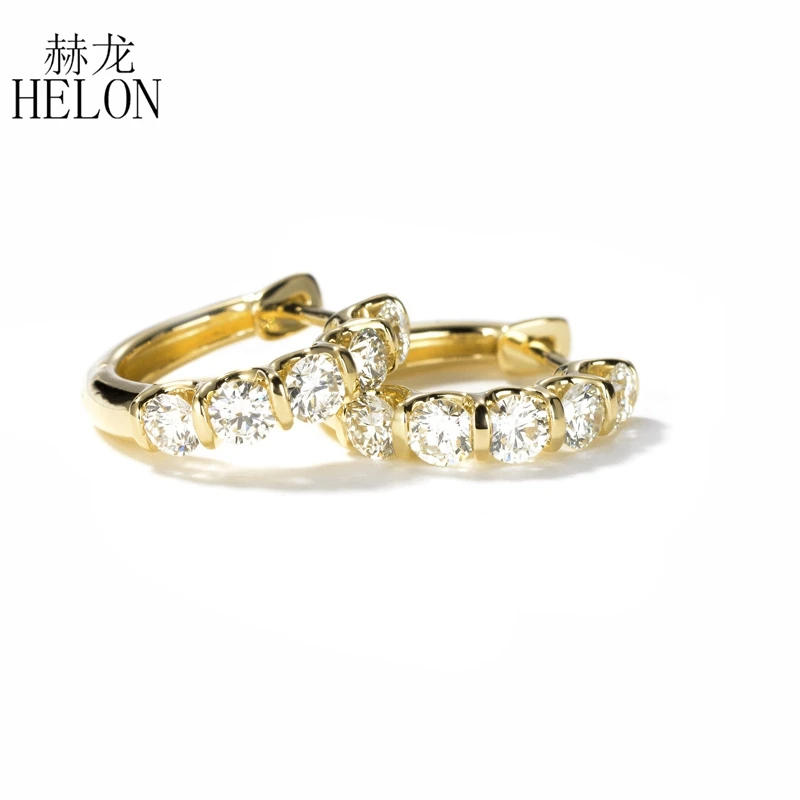 Серьги HELON с муассанитом из настоящего желтого золота 14 к круглые серьги