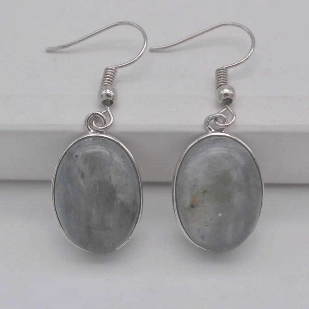 Labradorite Родонит бразильский содалит Малахит Сердолик песчаник Howlite Кристалл Лапис Камень Овальный драгоценный камень свисающие серьги ювелирные изделия для подарка - Окраска металла: Labradorite