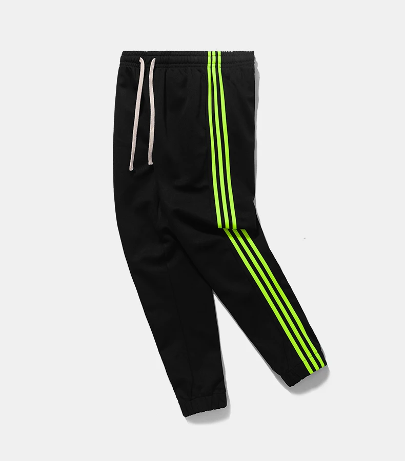F/W Новые спортивные штаны с боковой полосой и эластичной талией, мужские и женские модные спортивные штаны для бега, черные и оранжевые спортивные штаны High Street