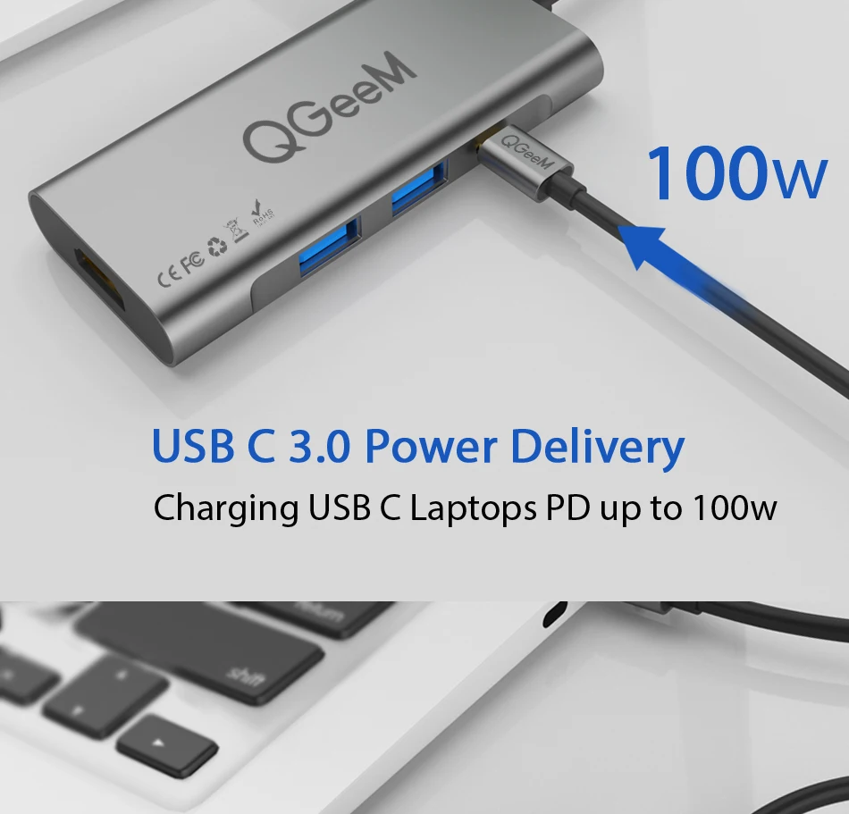 QGeeM 7в1 USB C концентратор huawei P20 mate 20 Pro type C usb-хаб USB-C до 3.0Hub HDMI кардридер Thunderbolt3 адаптер для MacBook Pro