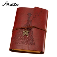 ruize vintage notebook diary leather a6 soft cover blank pages kraft paper sketch book 6 ring binder school note book stationery