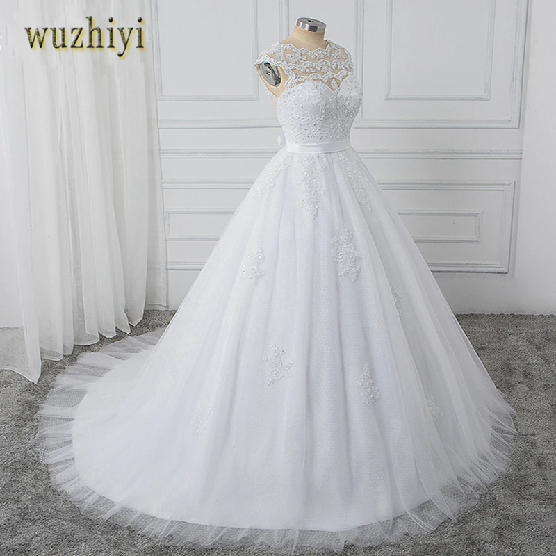 

Женское свадебное платье без рукавов wuzhiyi, сексуальное платье с открытой спиной и круглым вырезом, ТРАПЕЦИЕВИДНОЕ платье с бантом и бисером,...