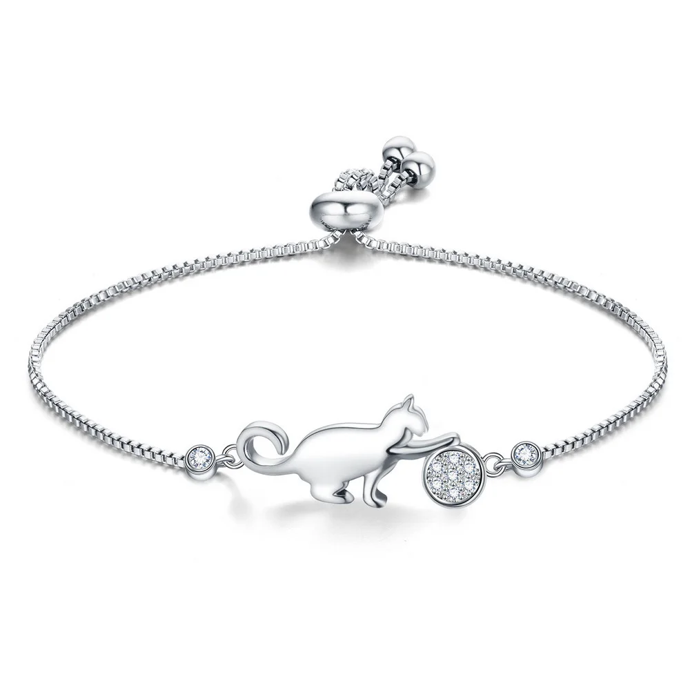 Лидер продаж! Женский очаровательный милый кот и шар регулируемый браслет