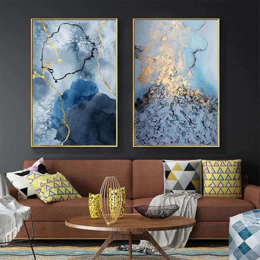 Nordic Мрамор Wall Art плакат абстрактный Золотой геометрической формы фотографии