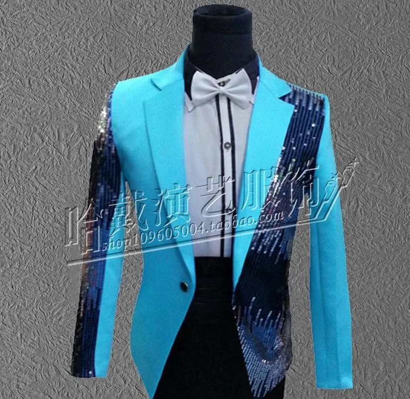 Мужская певица красные черные синие фиолетовые пайетки костюм куртка Camisa Masculina