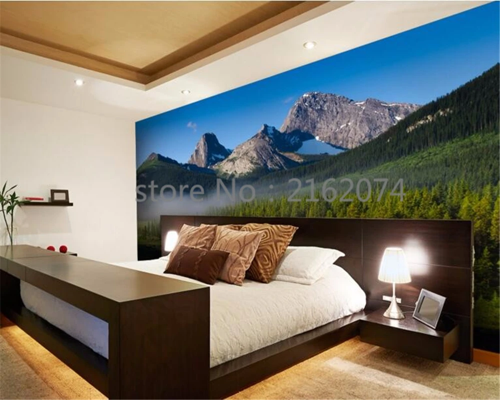 Фотообои Beibehang с альпийским лесом и деревом зеленые современные 3D обои для