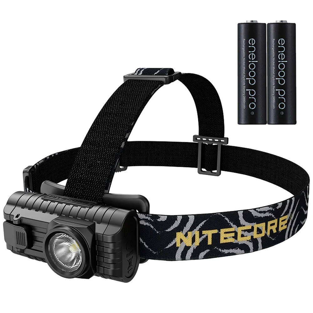 NITECORE HA23 CREE светодиодный налобный фонарь+ 2x2500 mAh AA перезаряжаемый светильник с аккумулятором весовой дизайн прочный PC материал светильник