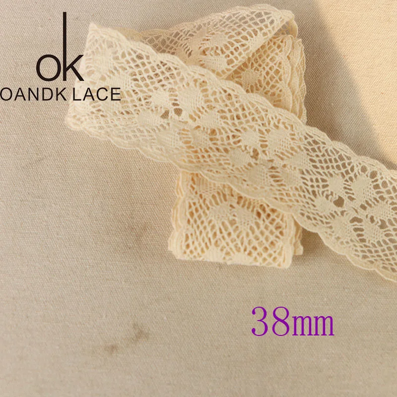 38cm Beige 3 yard 3 ярда хлопчатобумажная кружевная ткань для дома аксессуары для украшения одежды Домашний текстиль материалы DIY Руководство dentelle - Цвет: 38cm Beige 3 yard
