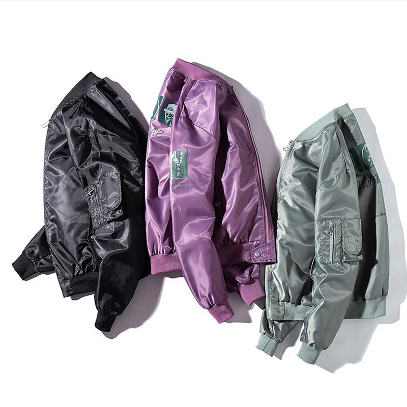 Осенняя тонкая Подростковая куртка twindbreaker бомбер фиолетового цвета армейский