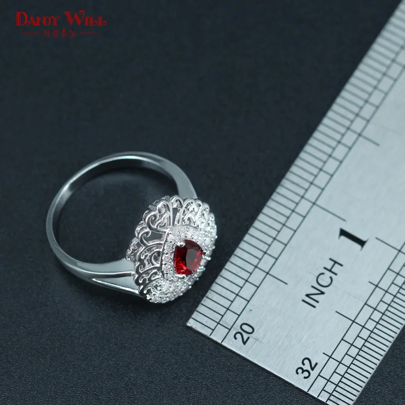 Красный кристалл белый циркон серебряный цвет 925 логотип Свадебные Ювелирные