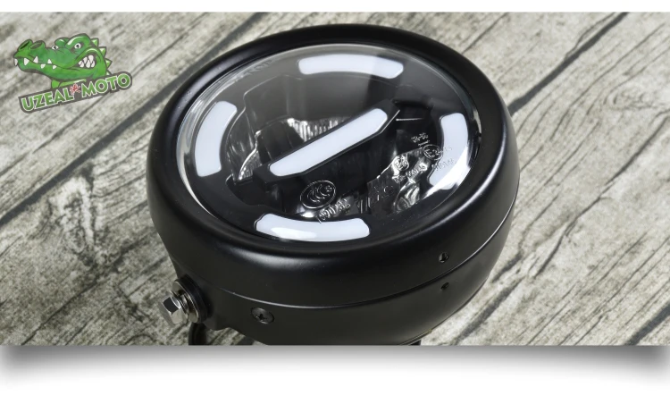 6.5inch universal Retro motorcycle modification LED headlight lamp with Guard Cover yellow driving light GN125 250