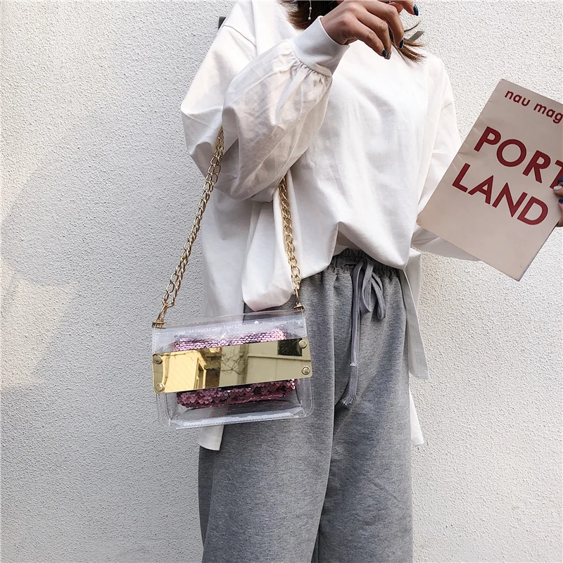 Модные прозрачные сумки через плечо для женщин люксовый бренд ПВХ сумка простая