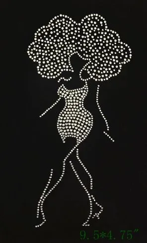 Бесплатная доставка африканская леди стразы трансферный дизайн для одежды