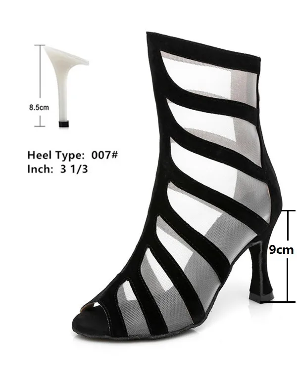 black 8.5cm Ljtail/Женская обувь черного цвета с белой сеткой, на заказ, на высоком каблуке 9 см, удобные женские латинский танец сальсы, ботинки черного цвета пуанты для балета кроссовки для танцев бальные туфли танцы Очки - Цвет: black 8.5cm