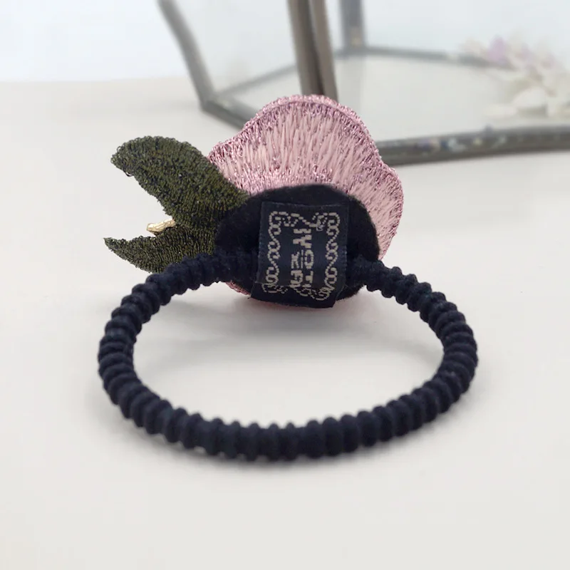 

12pcs ins Fashion Luxury Rose Flower Hair Ties Solid Embroidery Floral Elastic Hair Bands Headwear Boutique Hair Accessories