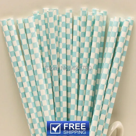 

200 шт. светильник синий клетчатый Бумага питьевые соломки, для подарков будущей матери, для костюма для детей на день рождения поп-палочки дл...