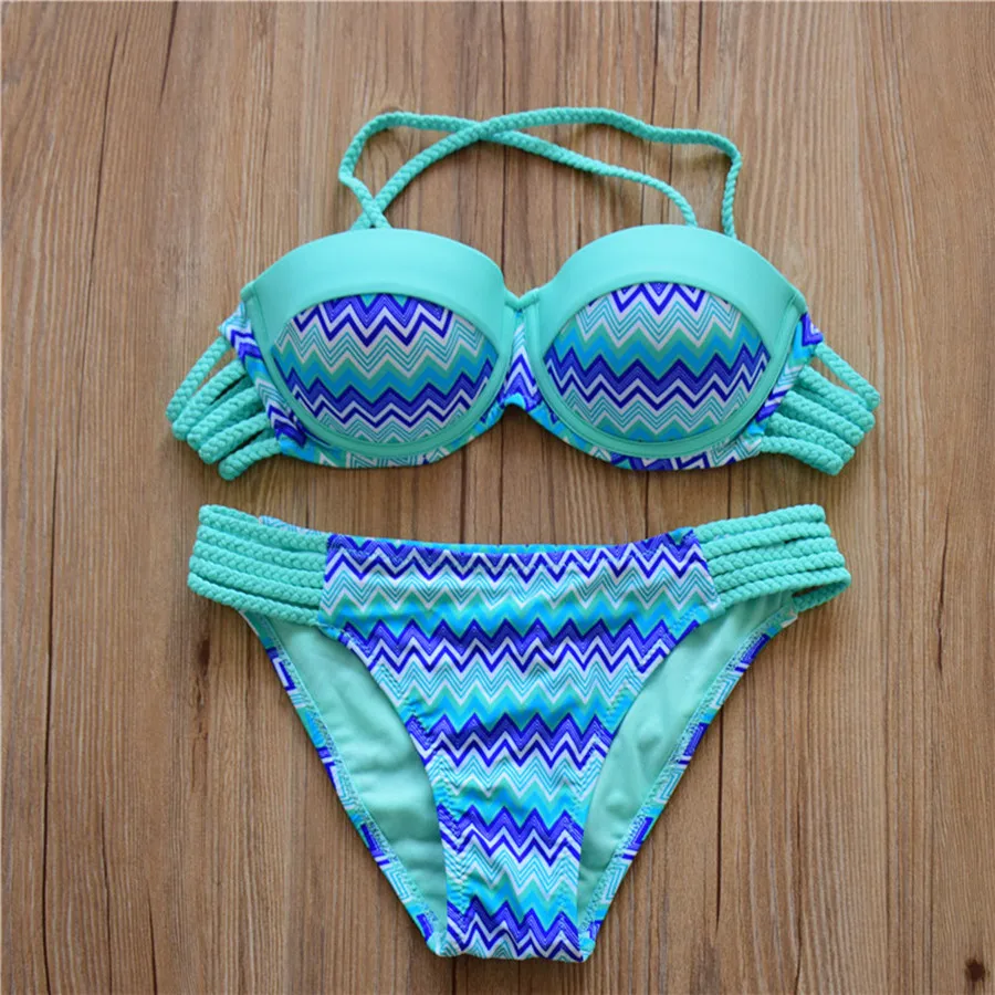 Женские новые спортивные бикини пикантные Лоскутные в богемном стиле с принтом