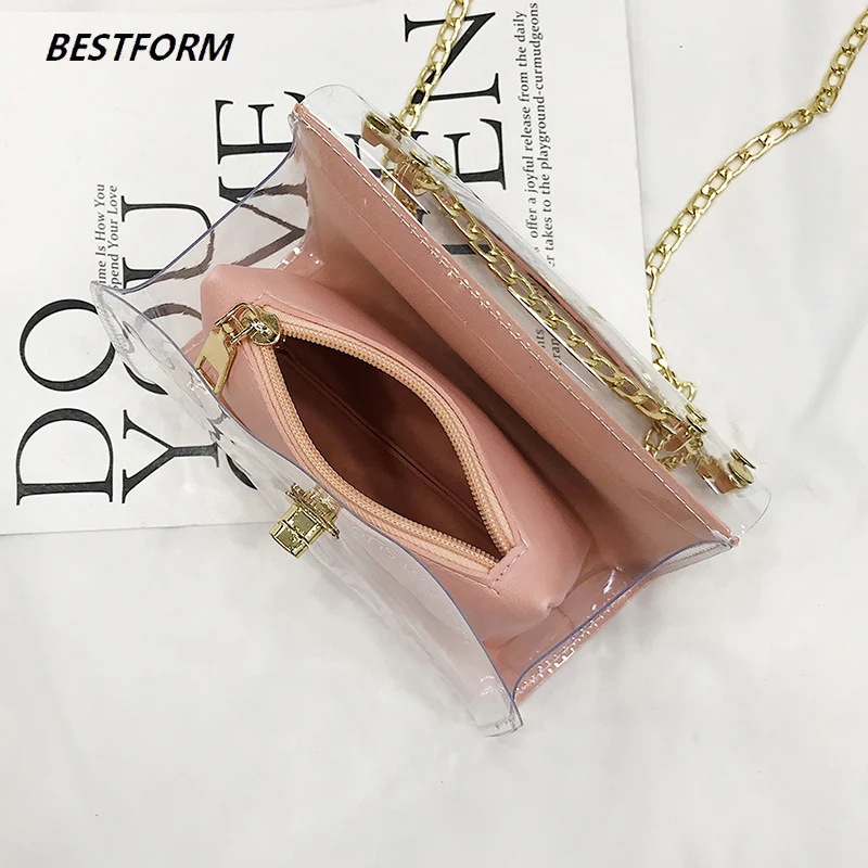 BESTFORM прозрачные гелевые сумки для женщин мини-заклепка дамские на плечо из