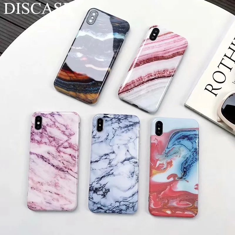 Чехол DIS Роскошный Глянцевый мраморный чехол для телефона iPhone X XS XR 6 6S 7 8 Plus MAX s