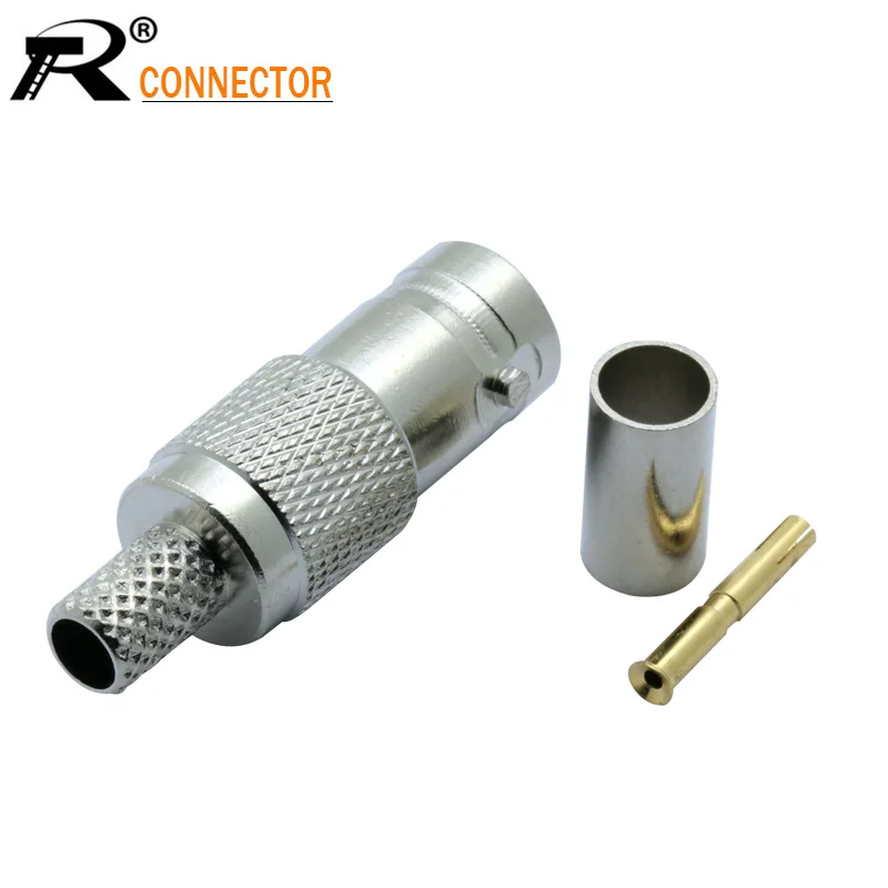4 шт. BNC Женский обжимной разъем Новый прямой для RG58 RG59 RG6 РЧ коаксиального