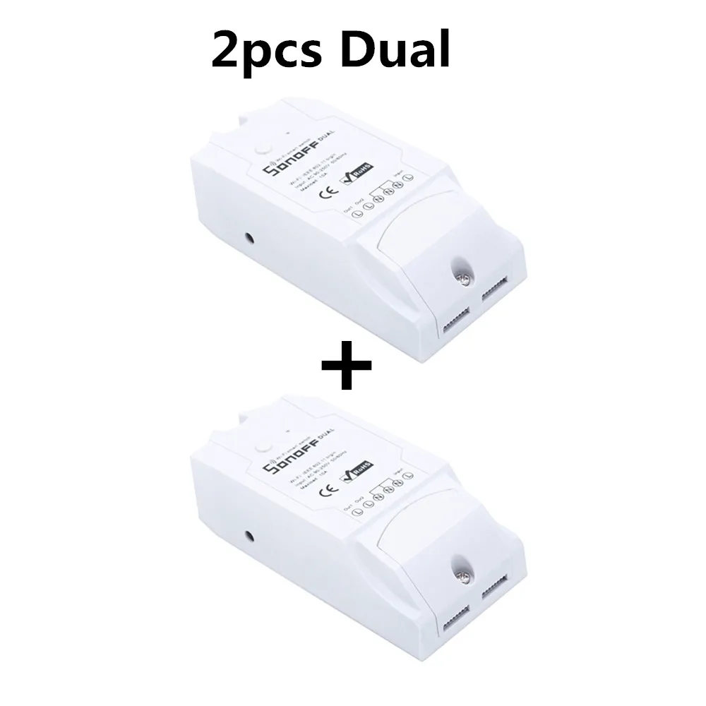 2pcs Dual Sonoff Dual 2CH Wifi умный переключатель домашний пульт дистанционного управления беспроводной переключатель универсальный модуль Таймер Wi-Fi переключатель умный дом управление Лер - Цвет: 2pcs Dual