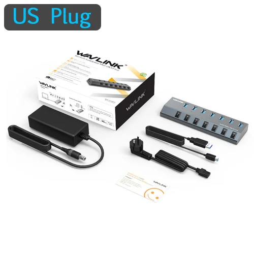 7 Ports Usb Hub US Wavlink USB концентратор 3,0 высокоскоростной 4/7 портов Micro USB 3,0 концентратор разветвитель вкл/выкл переключатель с адаптером питания для MacBook Pro ноутбука ПК - Цвет: 7 Ports Usb Hub US