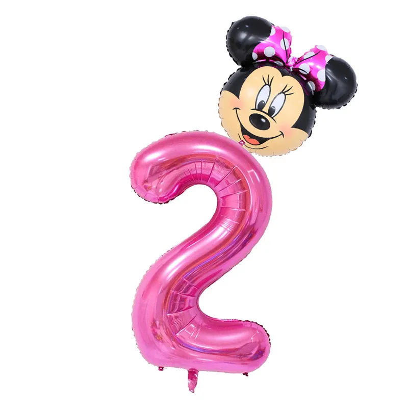 pink 2 2 шт., 40 дюймов, розовые, черные фольгированные воздушные шары с цифрами, для мальчиков и девочек 1, 2, 3, 4 месяца, на день рождения, с изображением головы Микки и Минни, воздушные шары из фольги, вечерние украшения - Цвет: pink 2