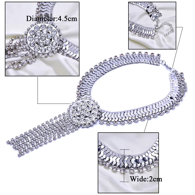 AAACGYC A020 Jewelry Necklace new fashion women's jewelry set steel color Rhinestone necklace 2018 | Украшения и аксессуары