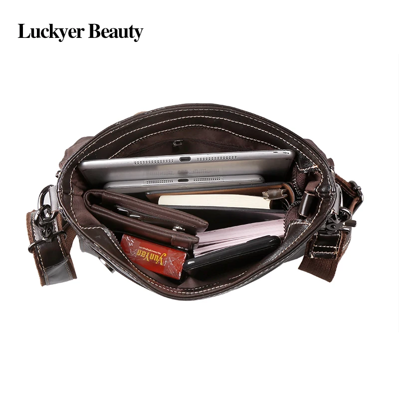 Luckyer Beauty Топ бренд натуральной кожи сумка Бизнес Crazy Horse кожа Для мужчин