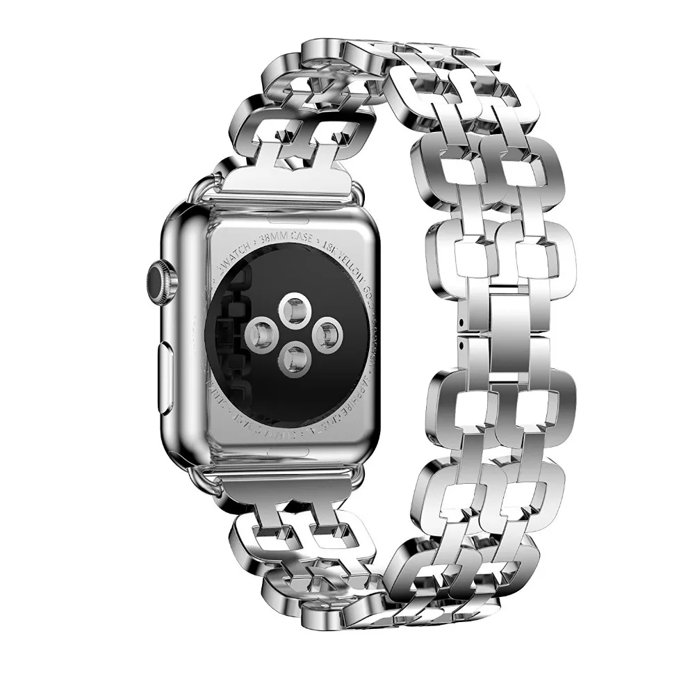 Хохлатый ремешок из нержавеющей стали для Apple Watch, 4 ремешка, 44 мм, 40 мм, correa iwatch, серия 4/3/2/1, 42 мм/38 мм, браслет на запястье