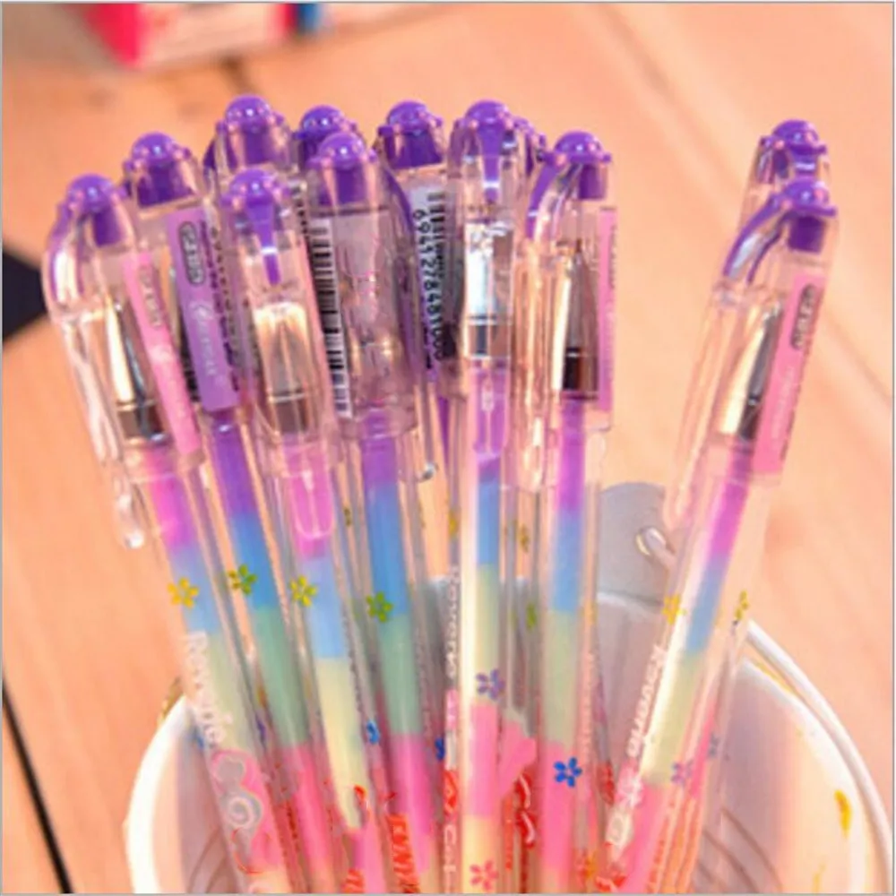Цветная гелевая ручка шесть цветов в одном запасной подарок для студентов школы