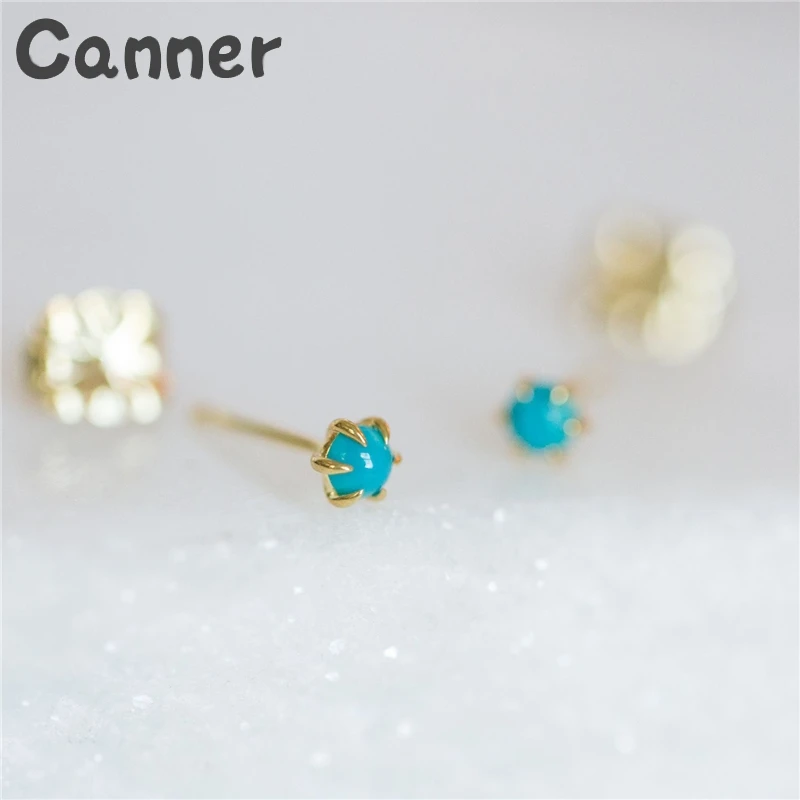 Canner 2019 летние серьги гвоздики с голубым камнем для женщин милые золотые