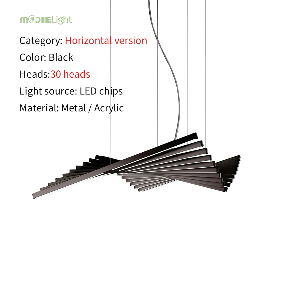 30 heads Mooielight светодиодный Черный Ритм люстра AC 110 В/220 В Nordic современный Люстра Свет Гостиная спальня подвесной светильник освещения - Цвет абажура: 30 heads
